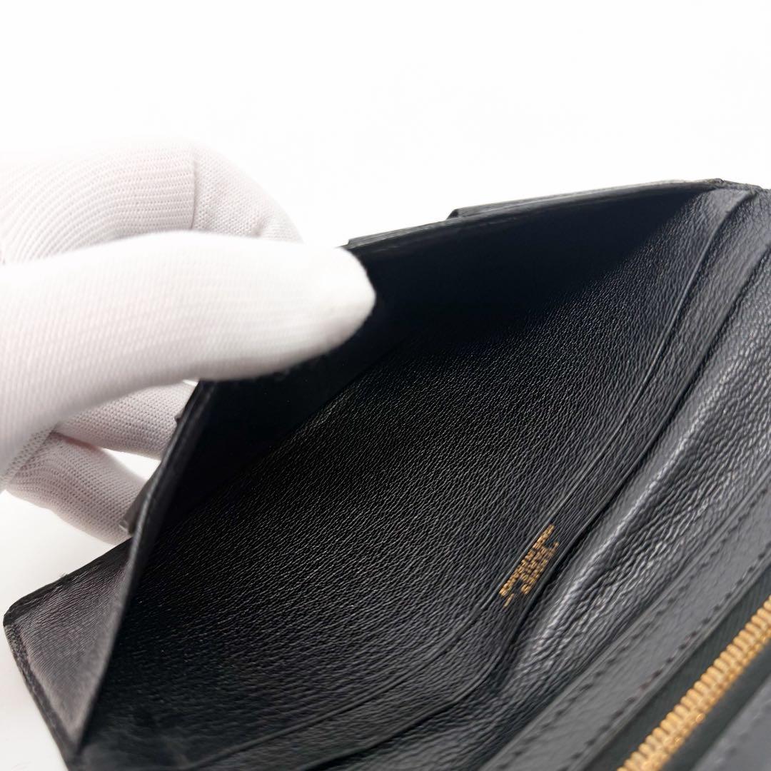 Hermes Bearn Classic Lizard Black Wallet Gold — view 8