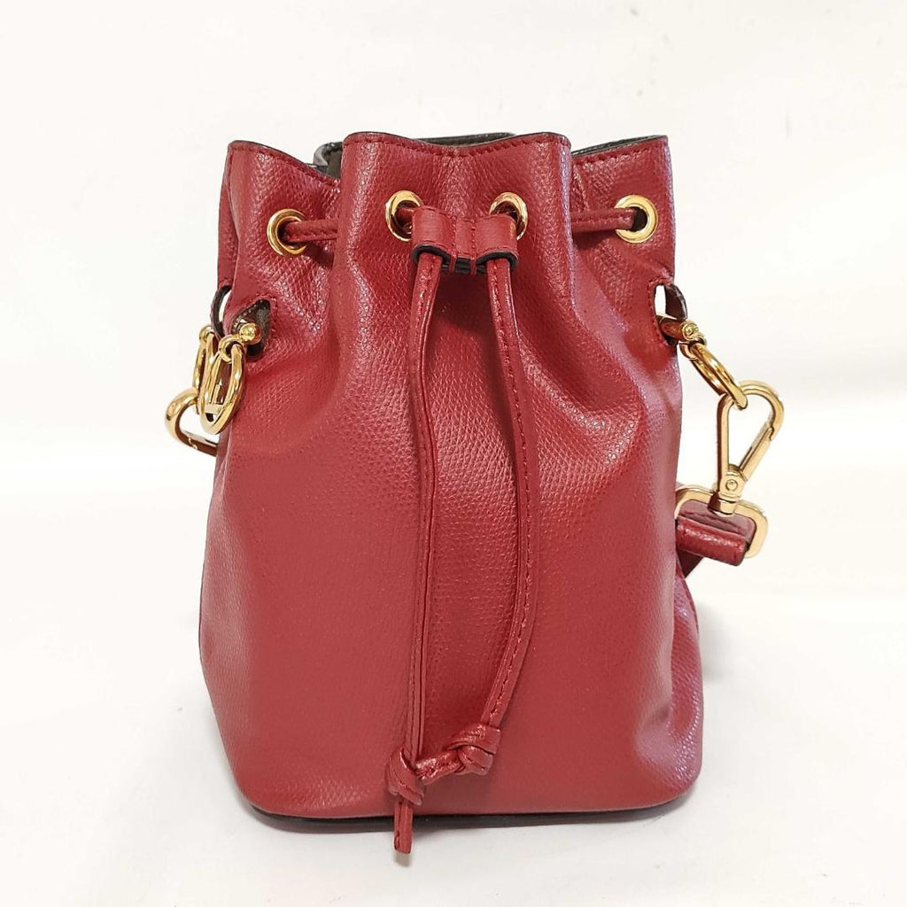 Fendi Montresor Drawstring Bucket Bag Leather Red 2-Way