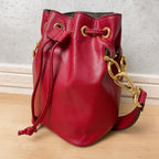 Fendi Montresor Drawstring Bucket Bag Leather Red 2-Way — view 3