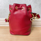 Fendi Montresor Drawstring Bucket Bag Leather Red 2-Way — view 4
