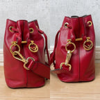 Fendi Montresor Drawstring Bucket Bag Leather Red 2-Way — view 5
