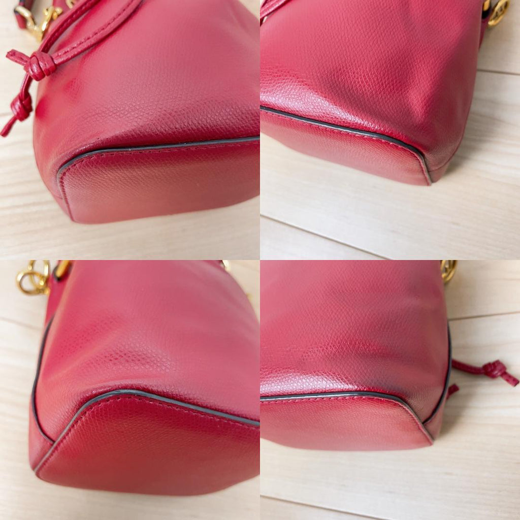 Fendi Montresor Drawstring Bucket Bag Leather Red 2-Way — view 7