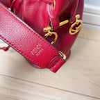 Fendi Montresor Drawstring Bucket Bag Leather Red 2-Way — view 9