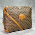 Gucci GG Shoulder Bag Brown Beige Logo Leather