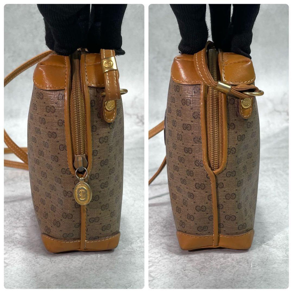 Gucci GG Shoulder Bag Brown Beige Logo Leather — view 7