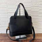 Celine Leather Shoulder Bag 2-Way Gold Black
