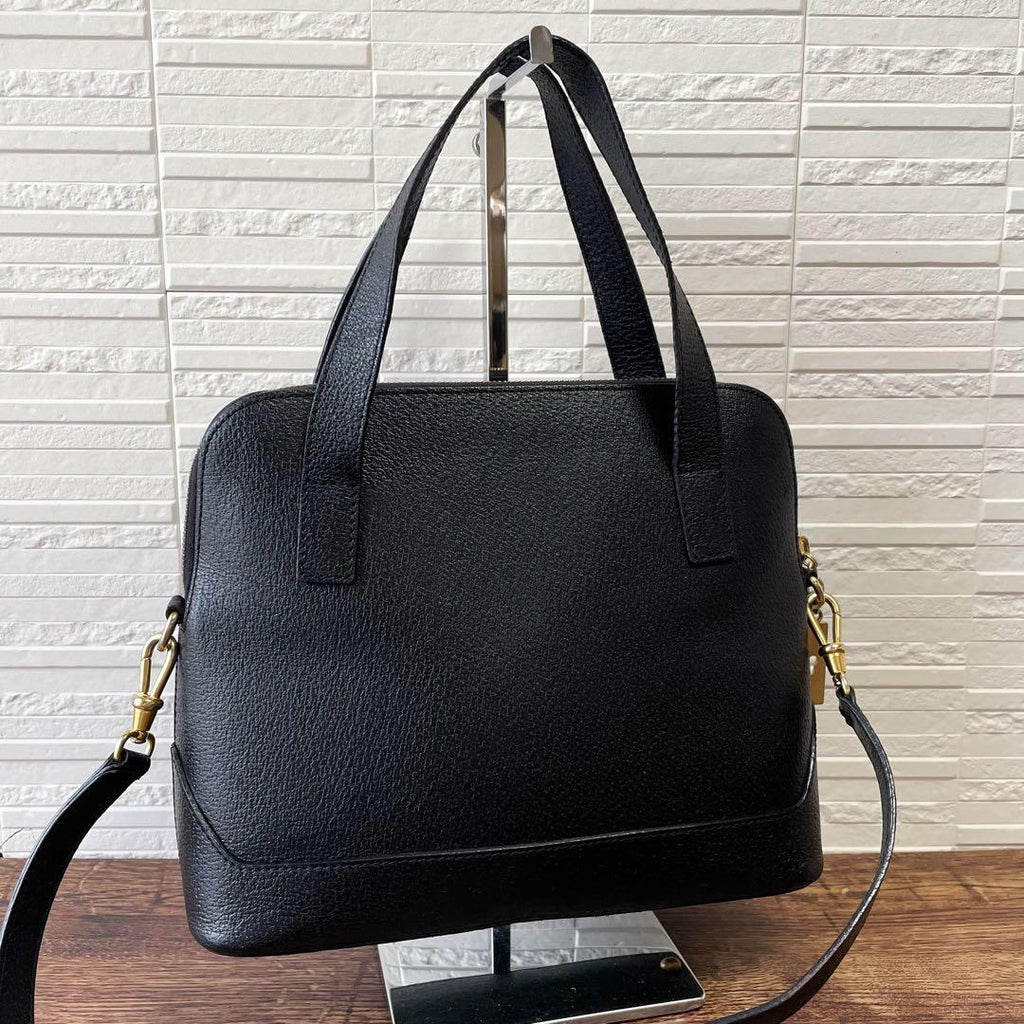 Celine Leather Shoulder Bag 2-Way Gold Black — view 2