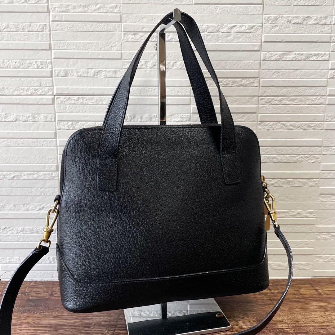Celine Leather Shoulder Bag 2-Way Gold Black — view 2