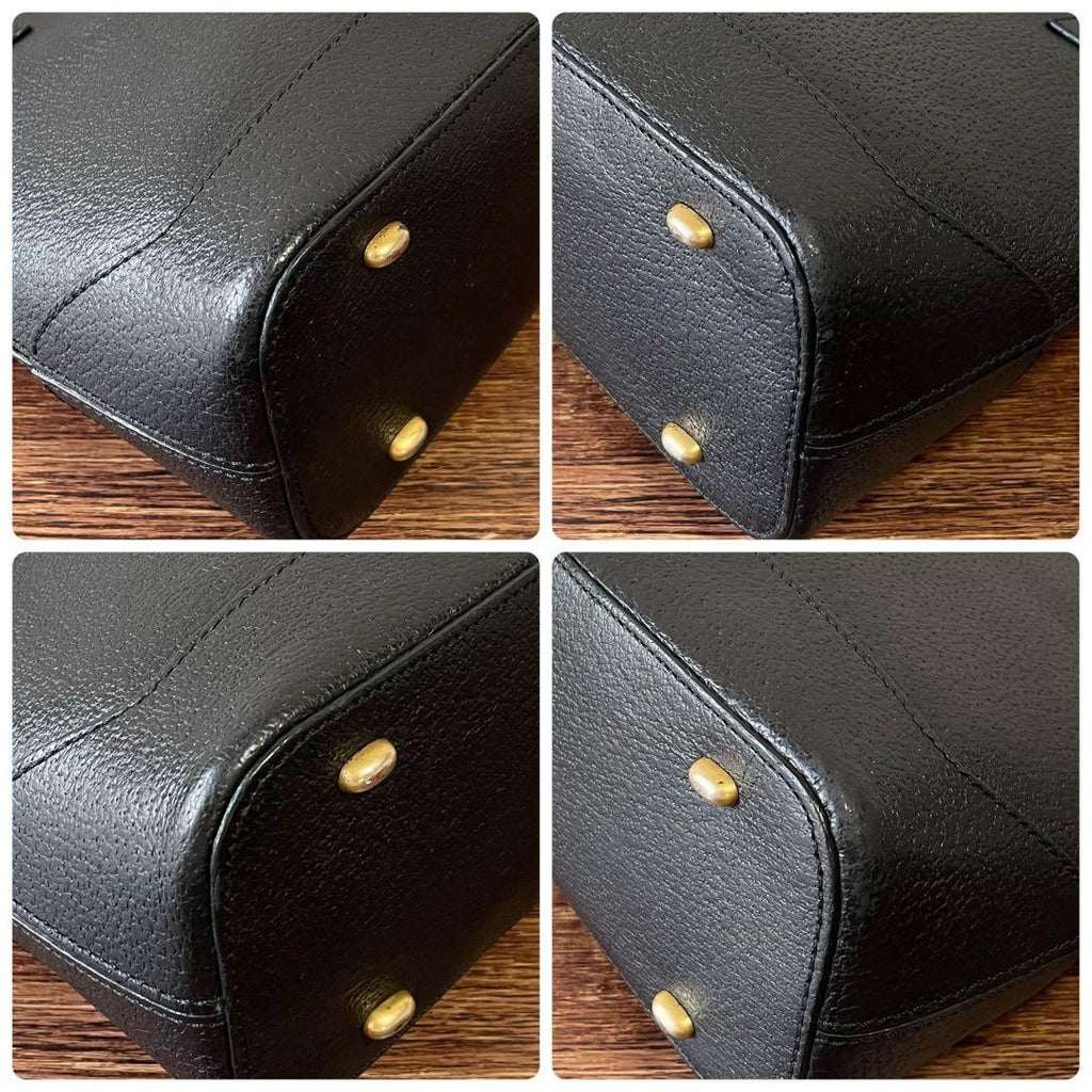 Celine Leather Shoulder Bag 2-Way Gold Black — view 5