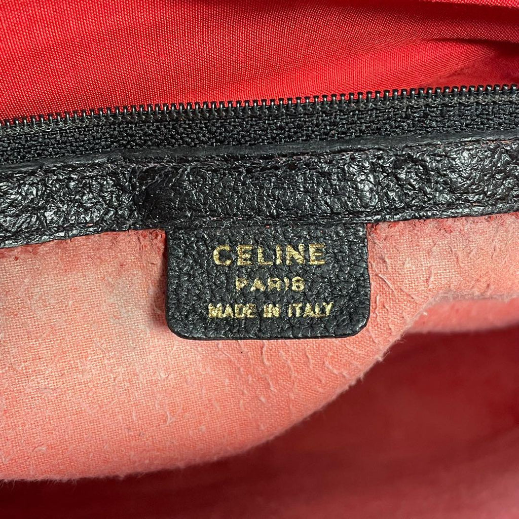 Celine Leather Shoulder Bag 2-Way Gold Black — view 8