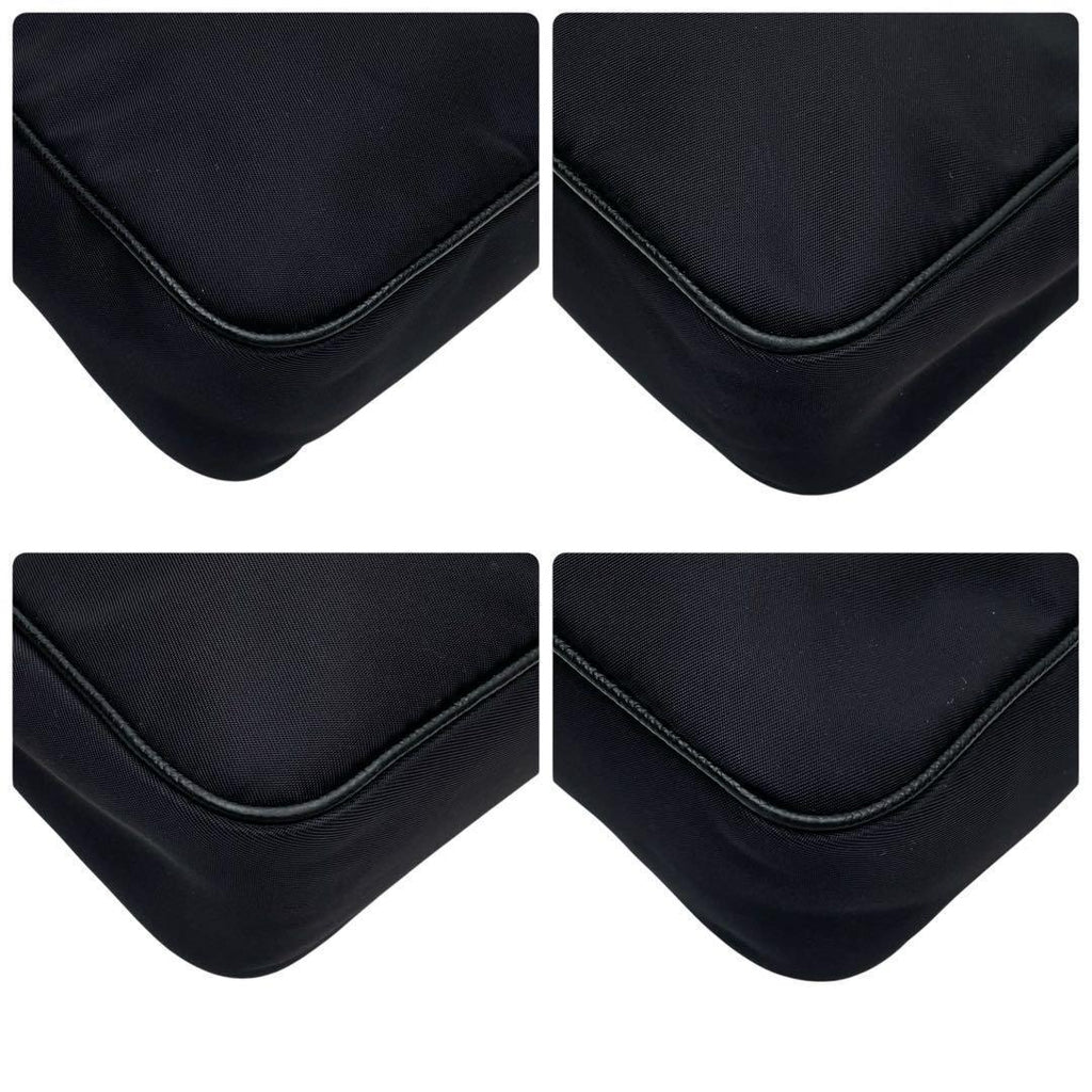 Prada Nylon Saffiano Shoulder Bag Triangleplate Logo Black — view 7