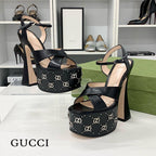 Gucci Leather Double Studded Platform Sandals