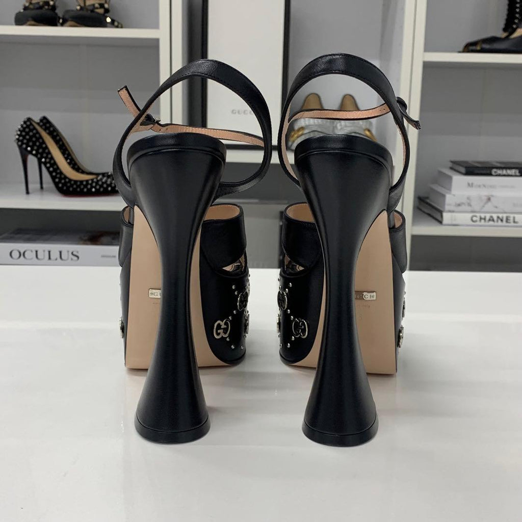 Gucci Leather Double Studded Platform Sandals — view 6