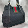 Gucci GG Sherry Line Tote Black Canvas