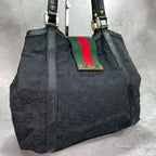 Gucci GG Sherry Line Tote Black Canvas