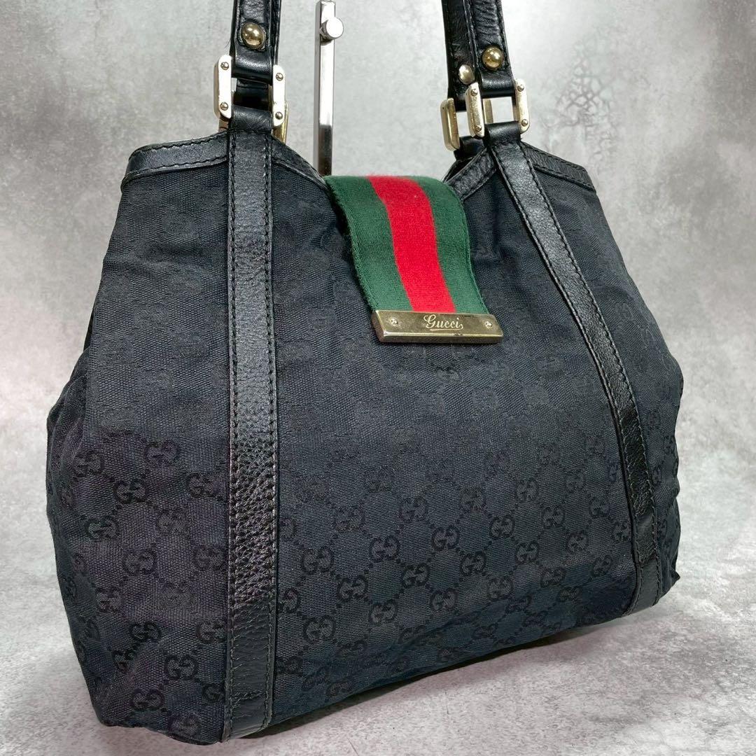 Gucci GG Sherry Line Tote Black Canvas