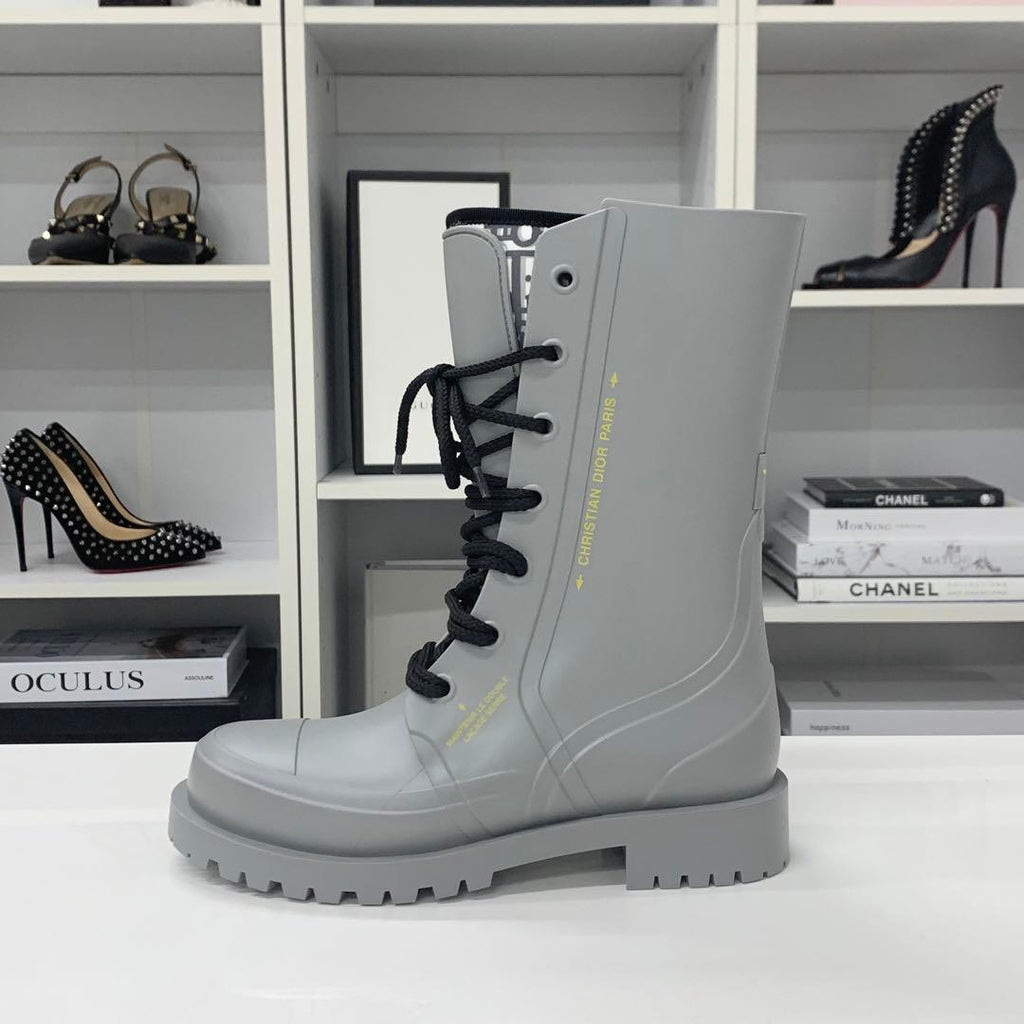 Dior Lava Oblique Crease Up Rain Boots Gray — view 3
