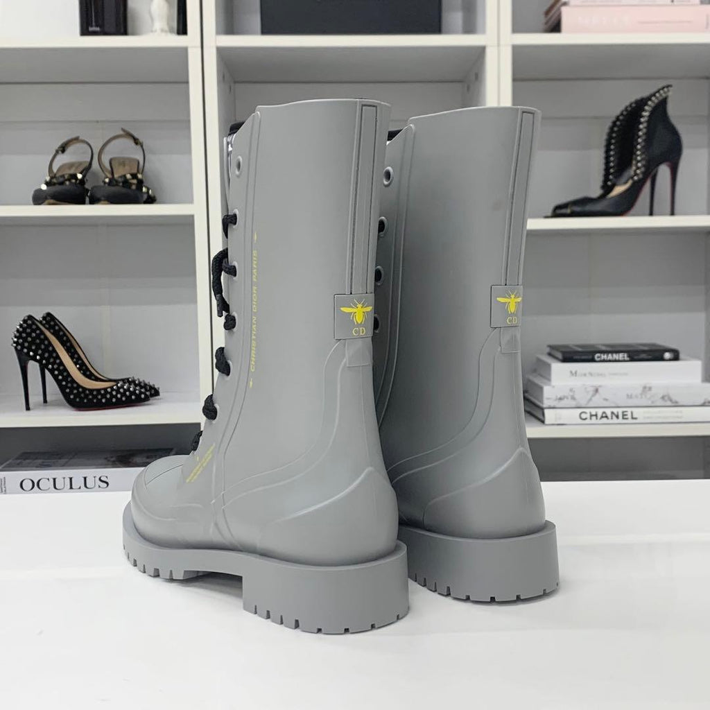 Dior Lava Oblique Crease Up Rain Boots Gray — view 4
