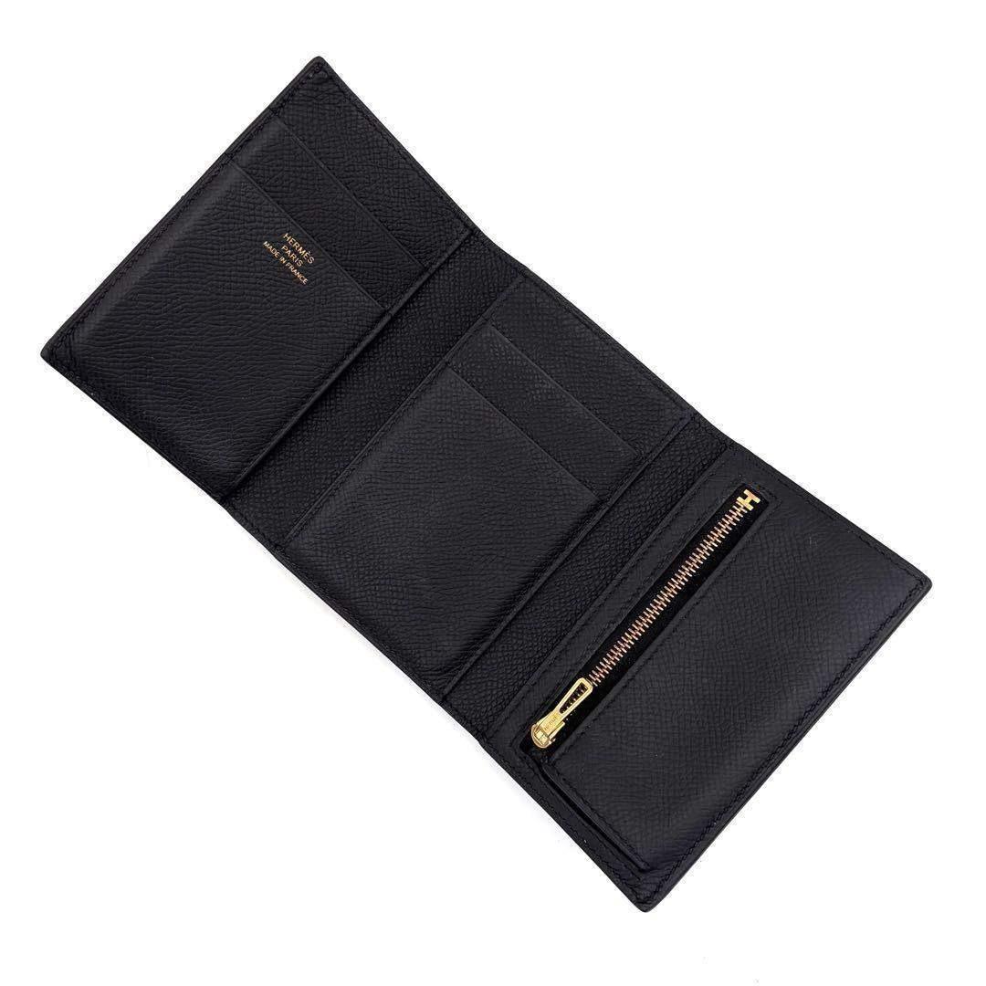 Hermes Bearn Combine Veau Epsom Trifold Compact Wallet Black — view 3