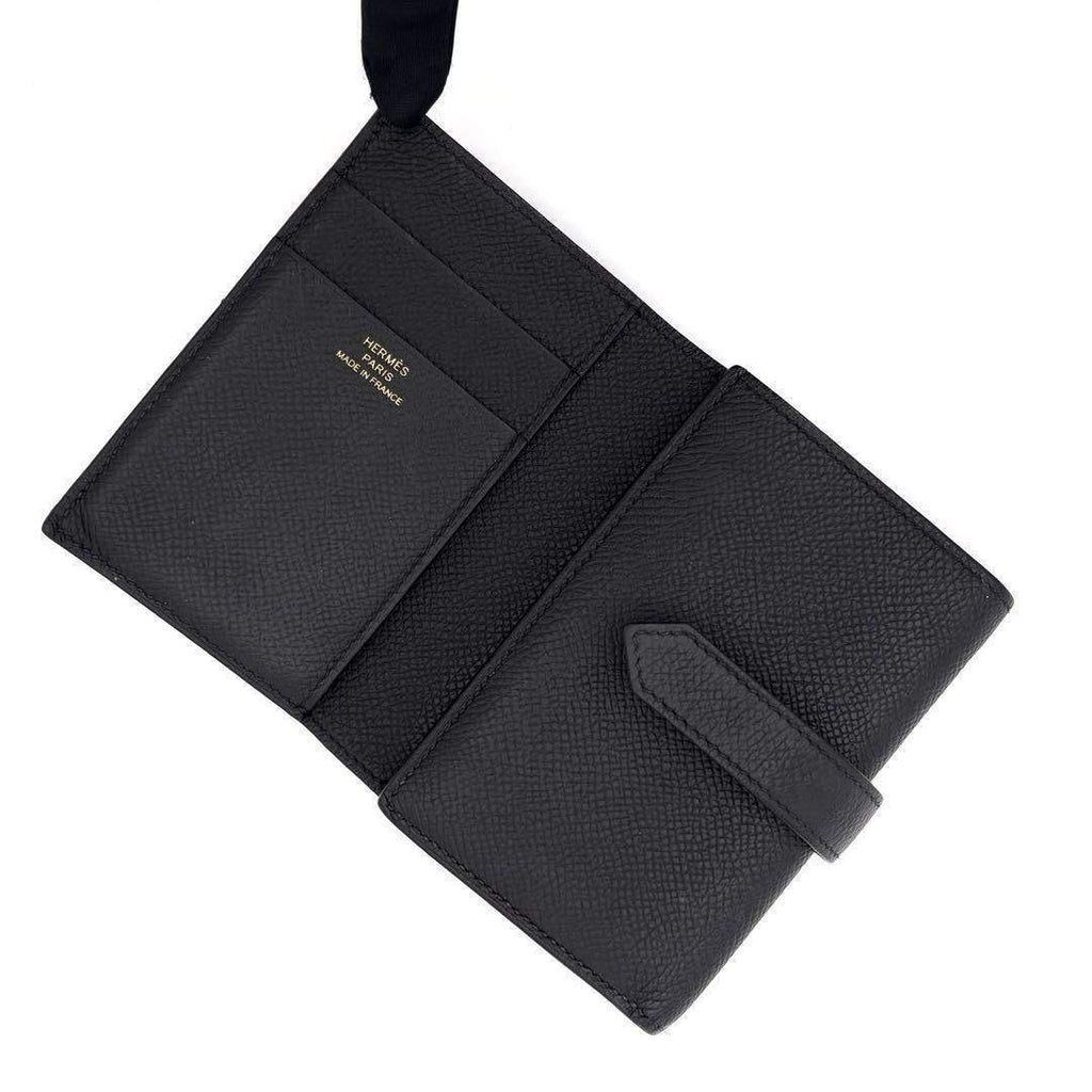 Hermes Bearn Combine Veau Epsom Trifold Compact Wallet Black — view 4