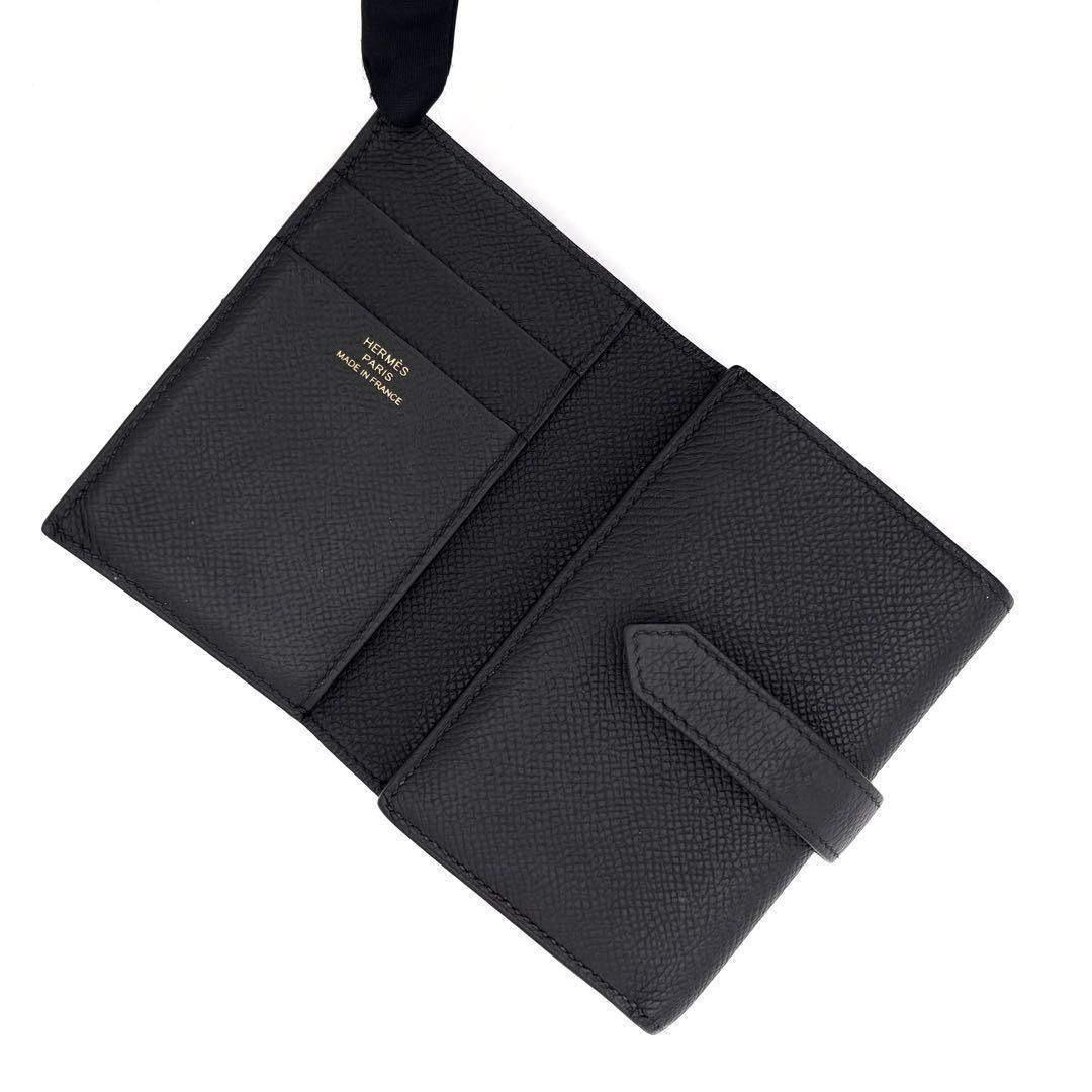 Hermes Bearn Combine Veau Epsom Trifold Compact Wallet Black — view 4