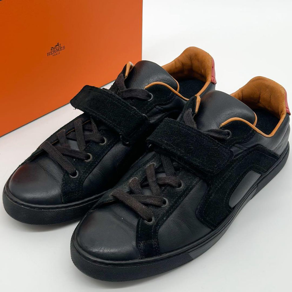 Hermes 41 Sneakers Suede Leather Black Velcro — view 2