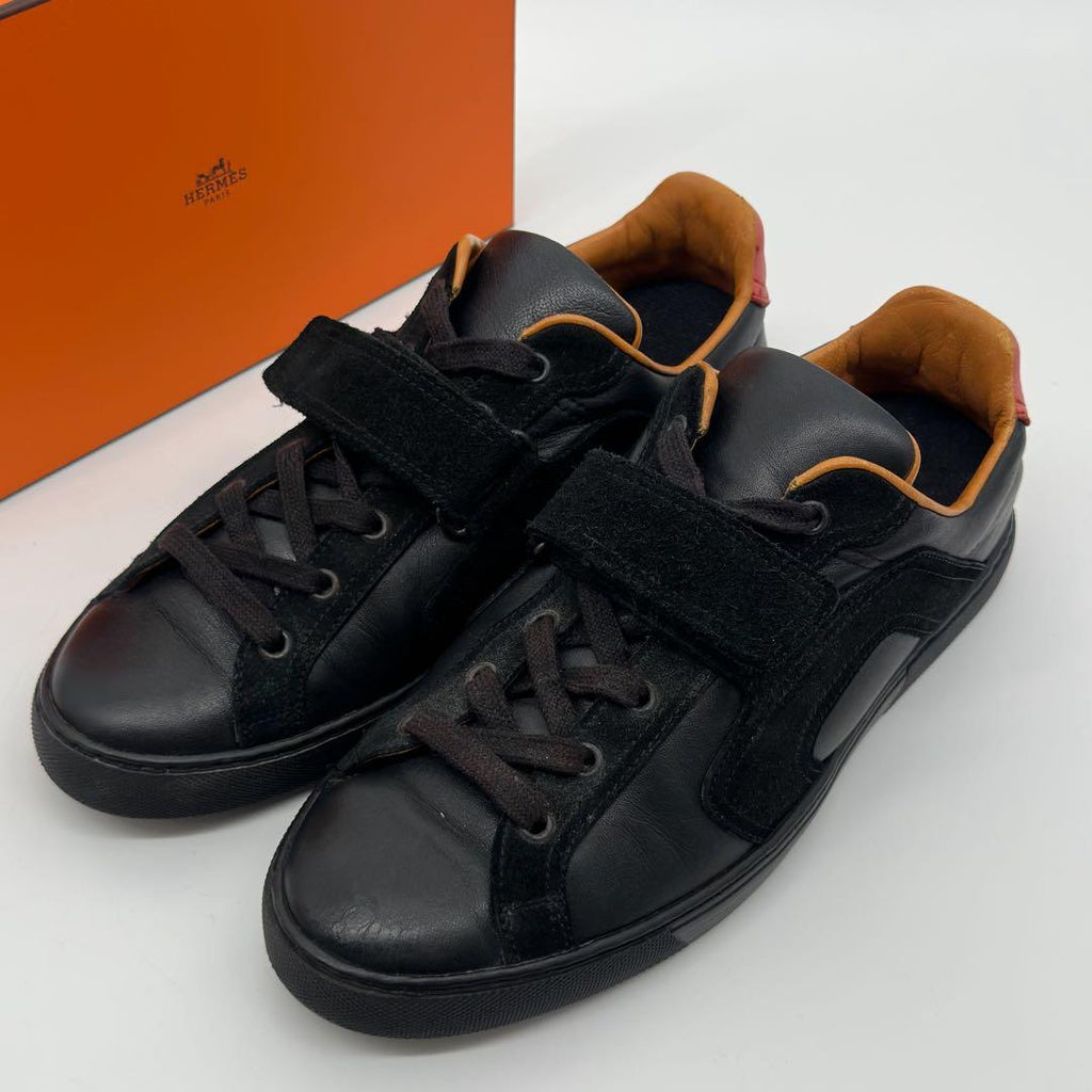 Hermes 41 Sneakers Suede Leather Black Velcro — view 9