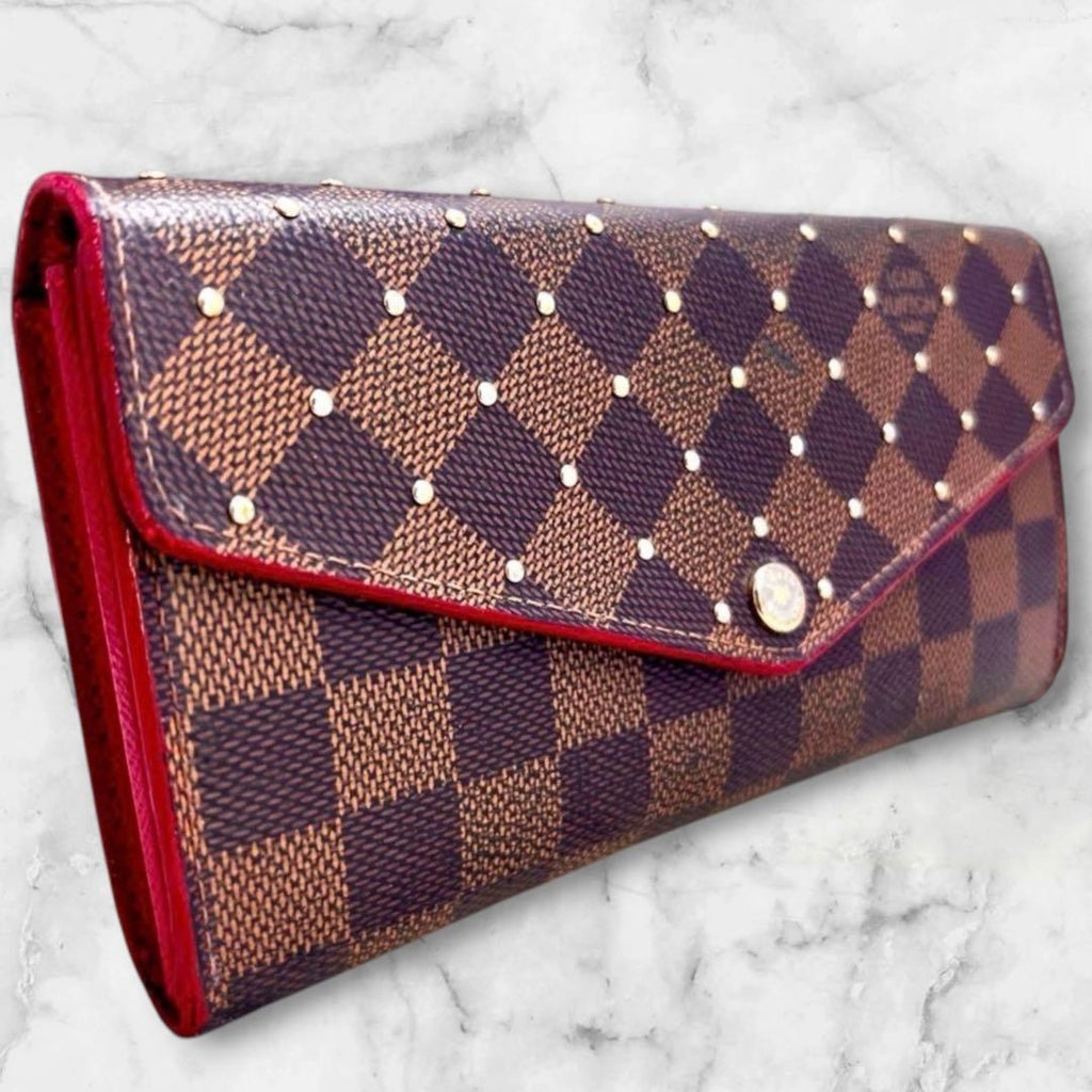Louis Vuitton Damier Ebene Portefeuille Sarah Fuchsia Wallet