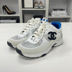 Chanel CC Logo Leather Fabric Suede Sneakers White — view 3