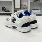 Chanel CC Logo Leather Fabric Suede Sneakers White — view 5