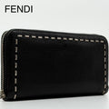 Fendi Selleria Leather Zip Around Wallet Black