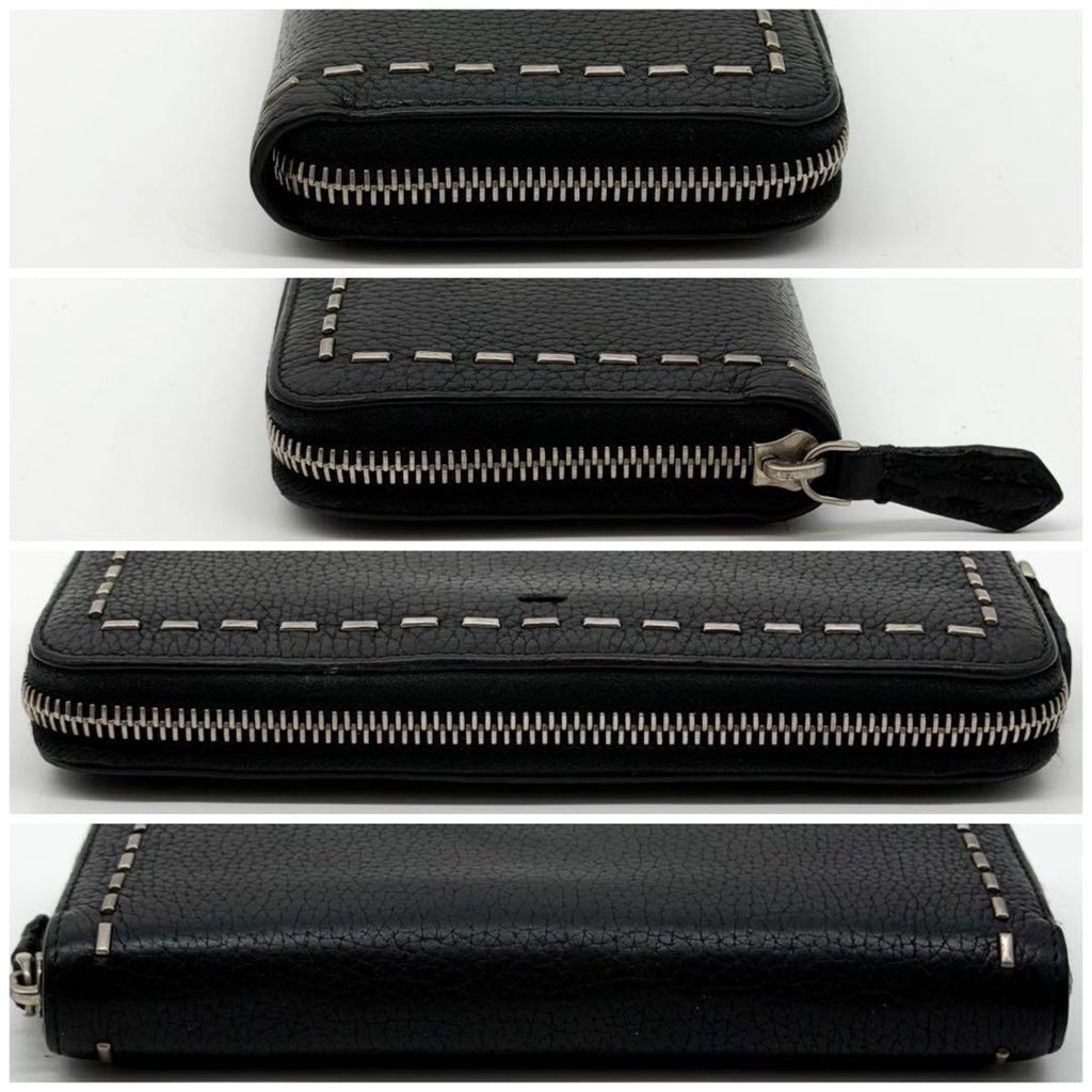 Fendi Selleria Leather Zip Around Wallet Black — view 4