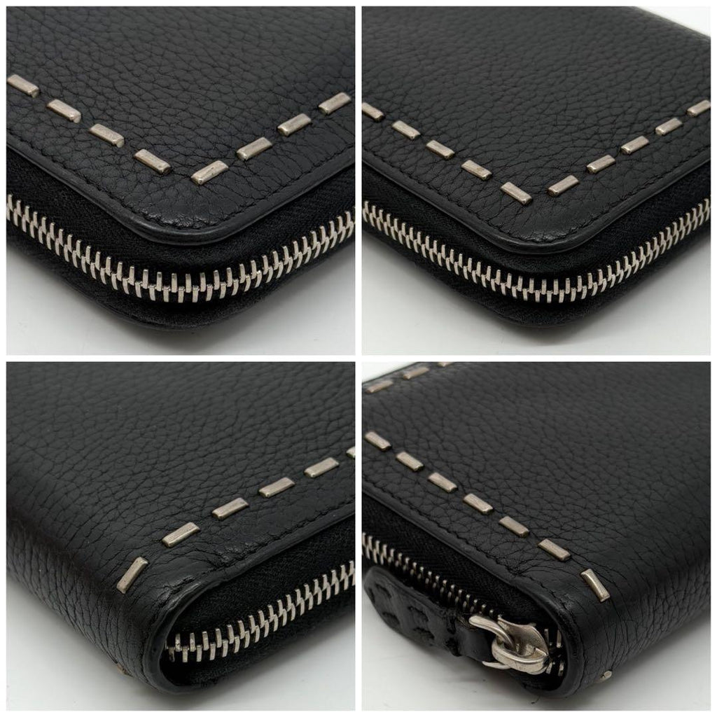 Fendi Selleria Leather Zip Around Wallet Black — view 5