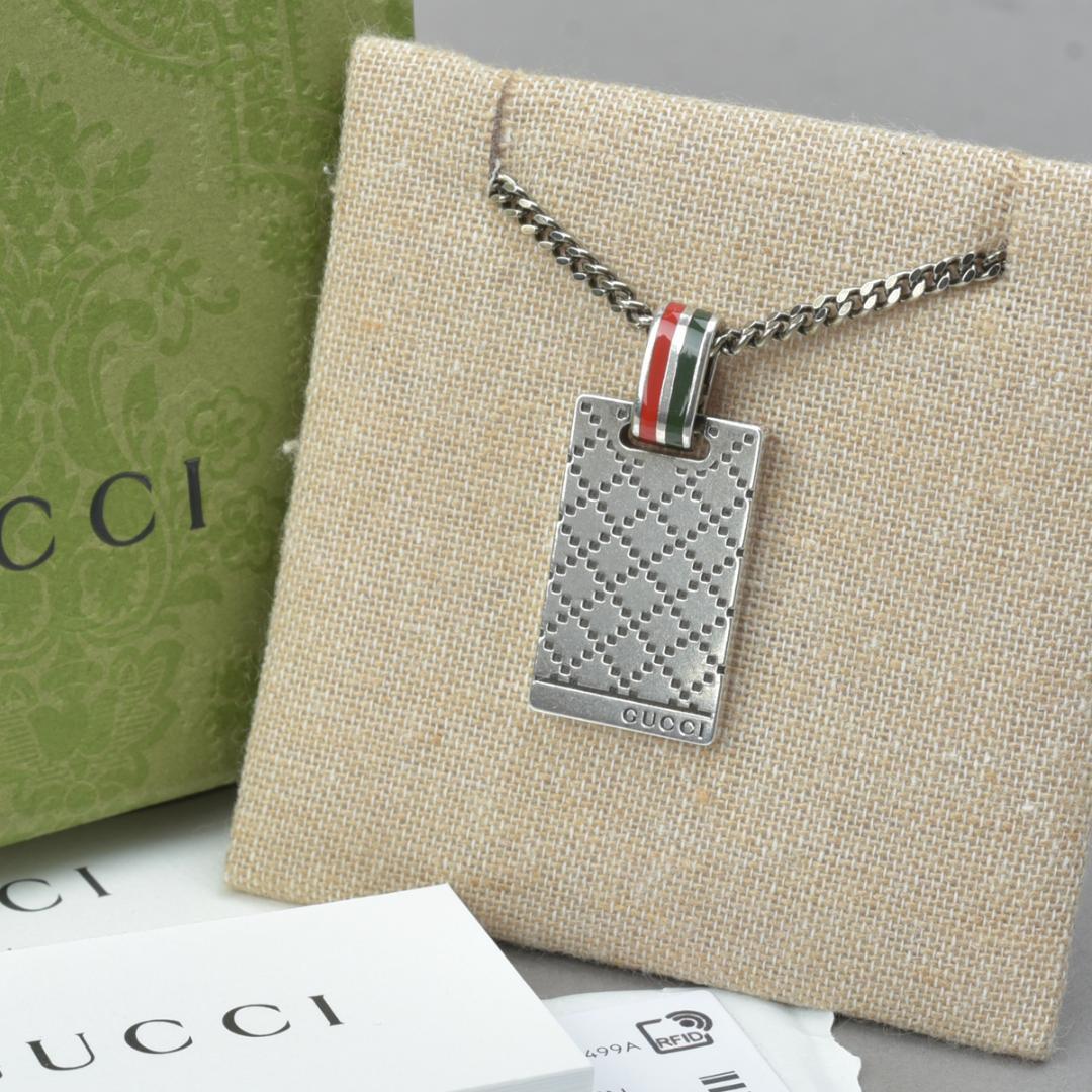Gucci Diamante Plate Necklace 925 Sterling Silver