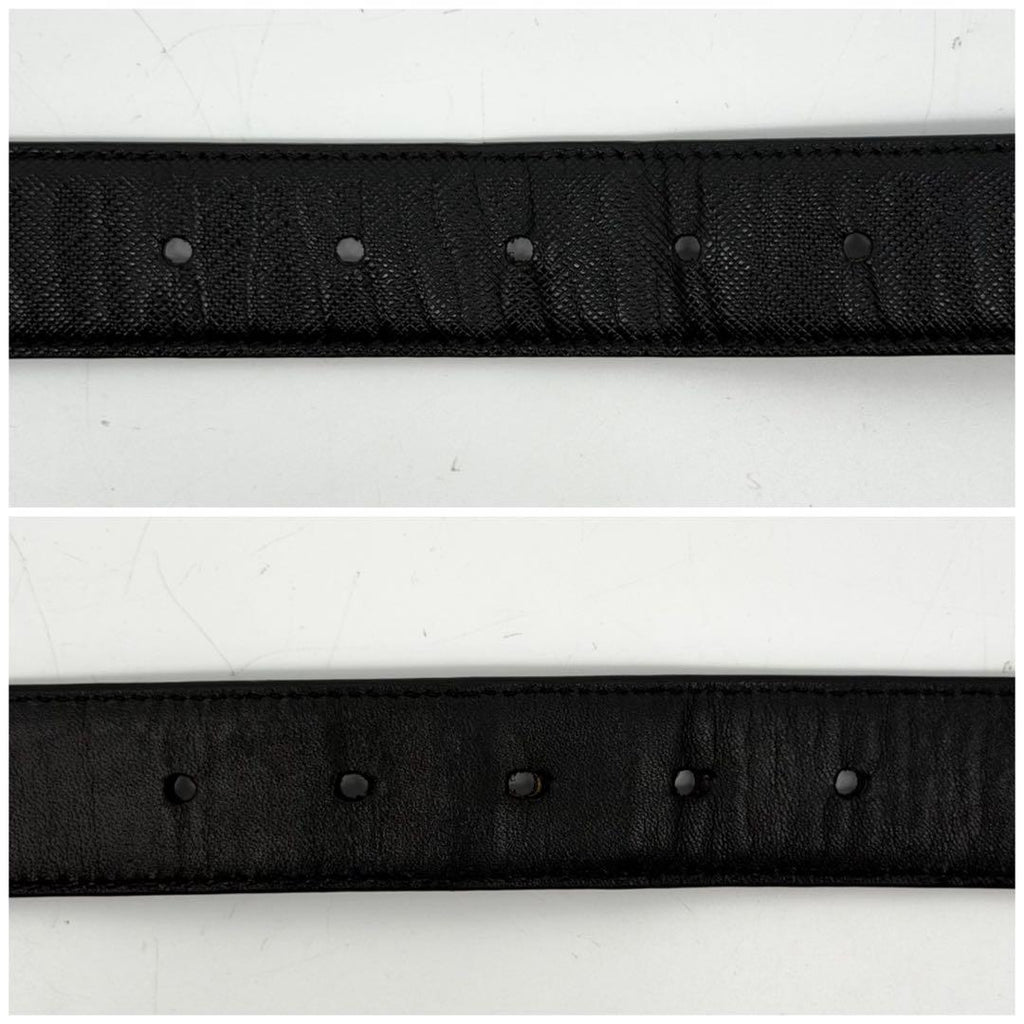 Prada Saffiano Leather Belt Black Silver Classic — view 6