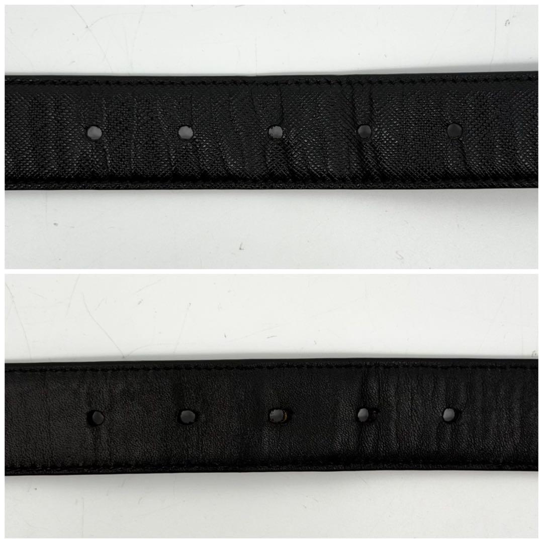 Prada Saffiano Leather Belt Black Silver Classic — view 6