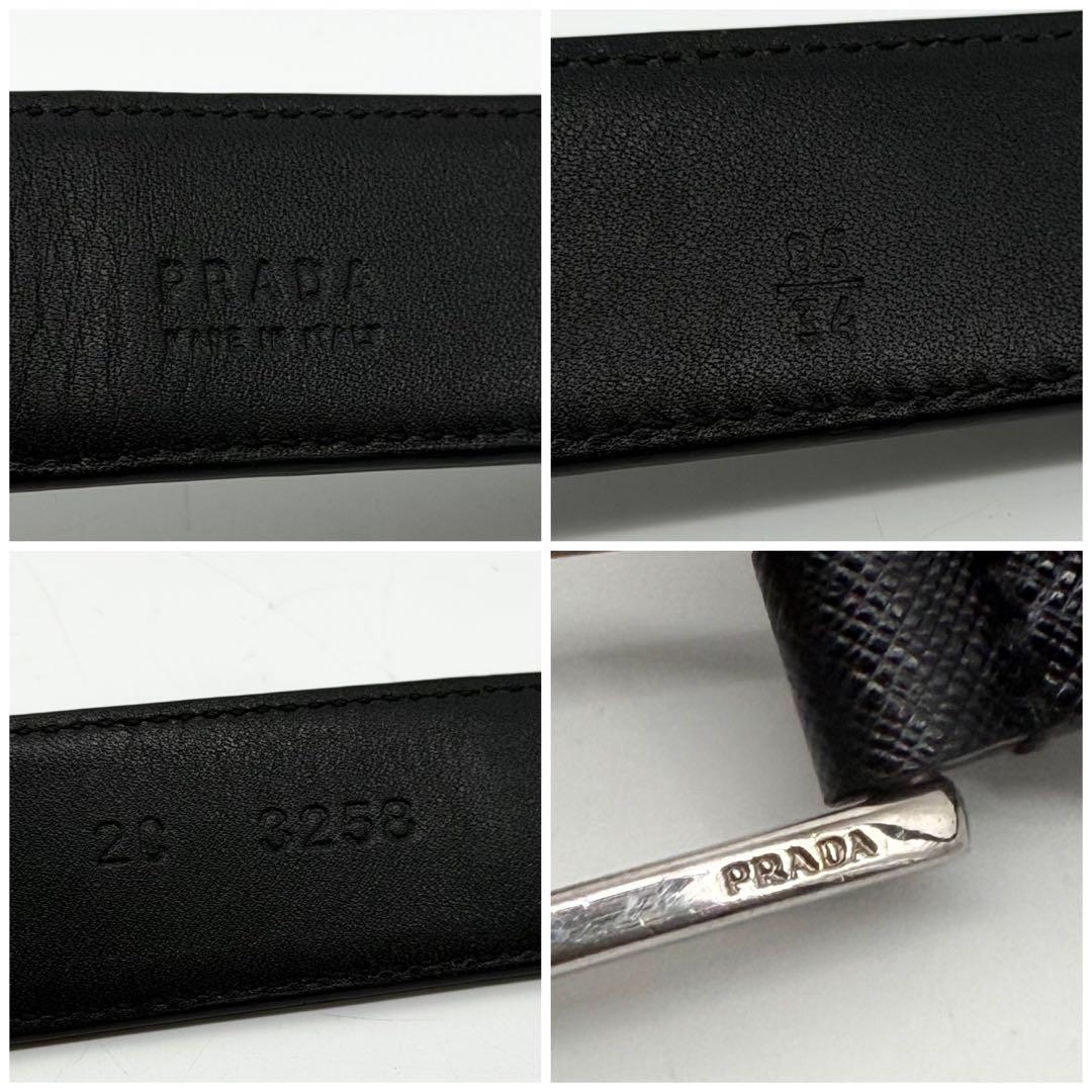Prada Saffiano Leather Belt Black Silver Classic — view 7