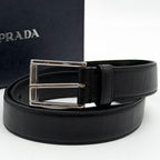 Prada Saffiano Leather Belt Black Silver Classic — view 8