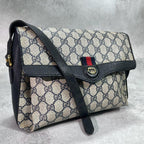 Gucci GG Sherry Line Shoulder Bag Navy Leather