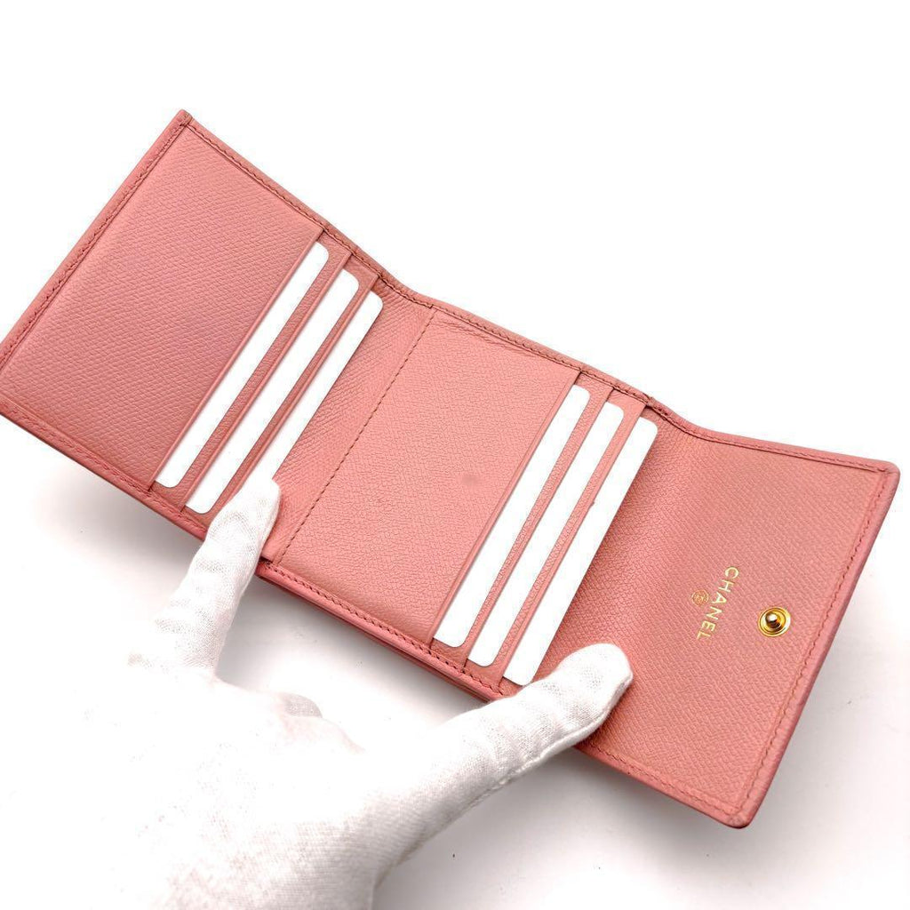Chanel Wallet Coco Button Snap Trifold Pink — view 6