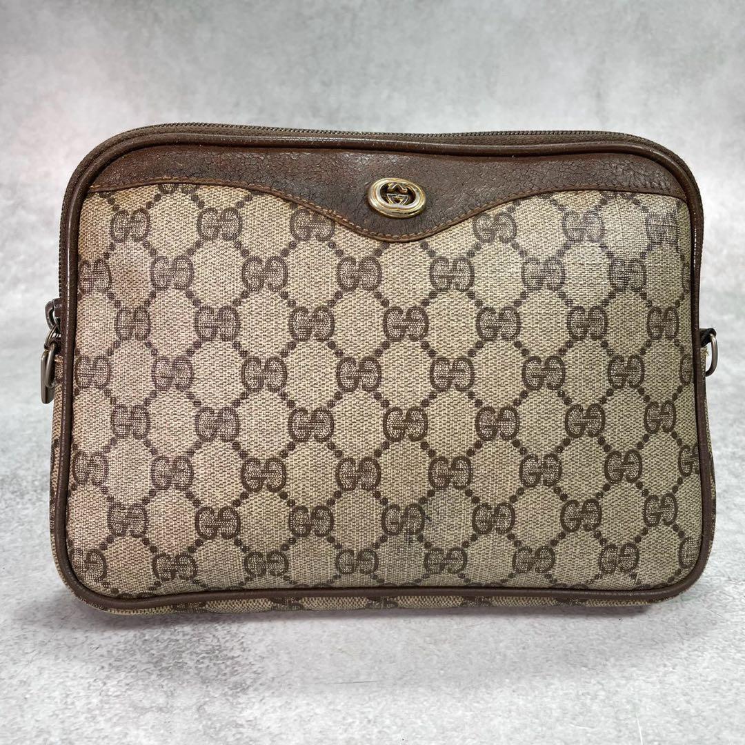 Gucci GG Clutch Brown Beige Logo Leather — view 2