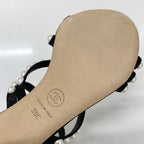 Chanel Leather CC Logo Pearl Quilted Strap Sandals Black — view 9
