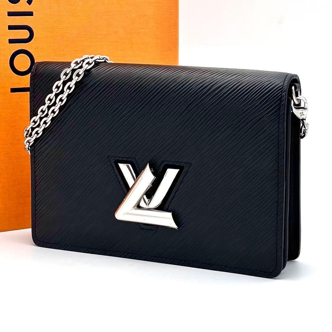 Louis Vuitton Epi Portefeuille Twist Chain Wallet Black Shoulder Bag