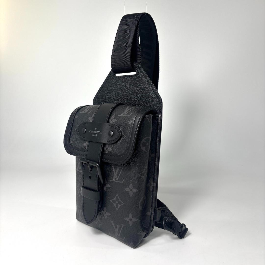 Louis Vuitton Monogram Eclipse Saumur Sling Bag Black — view 2