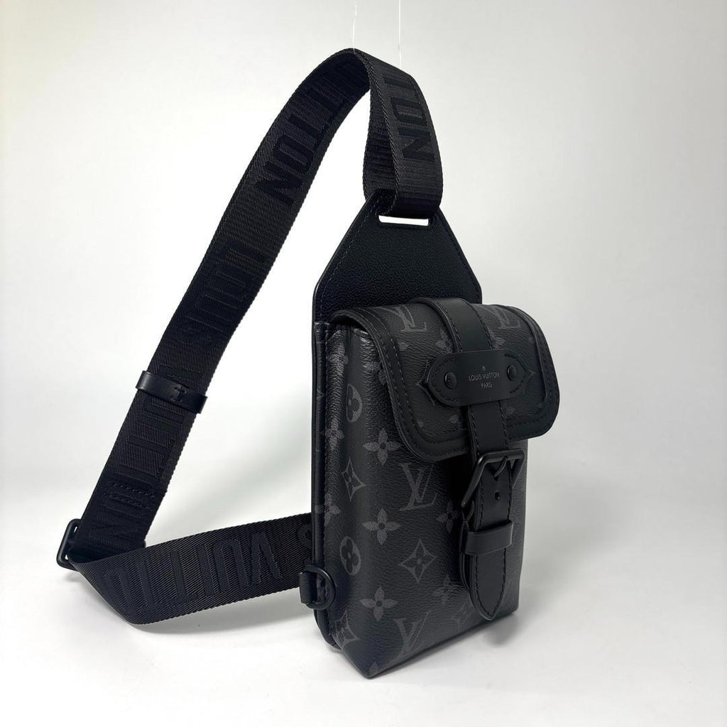 Louis Vuitton Monogram Eclipse Saumur Sling Bag Black — view 3