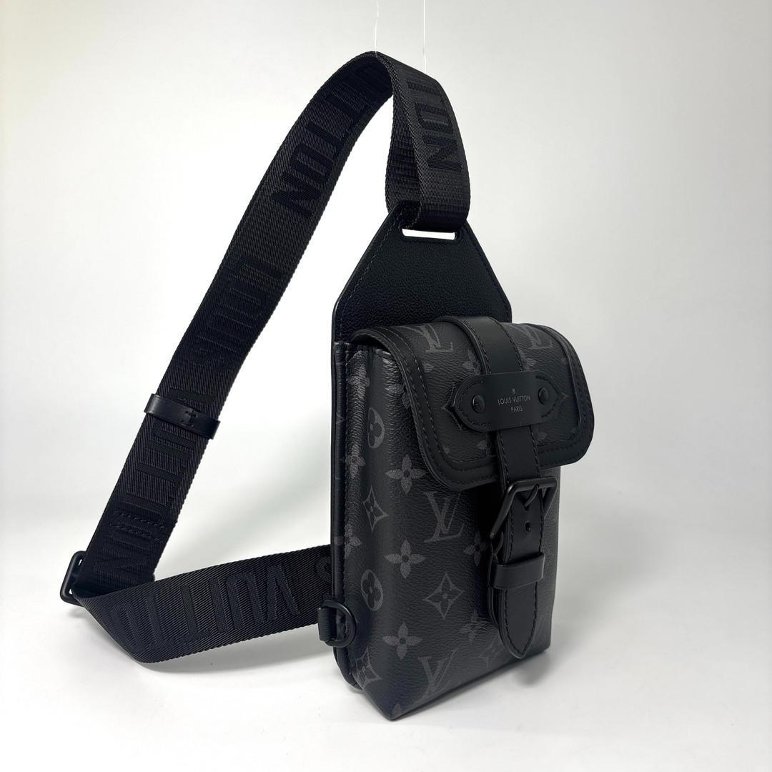 Louis Vuitton Monogram Eclipse Saumur Sling Bag Black — view 3