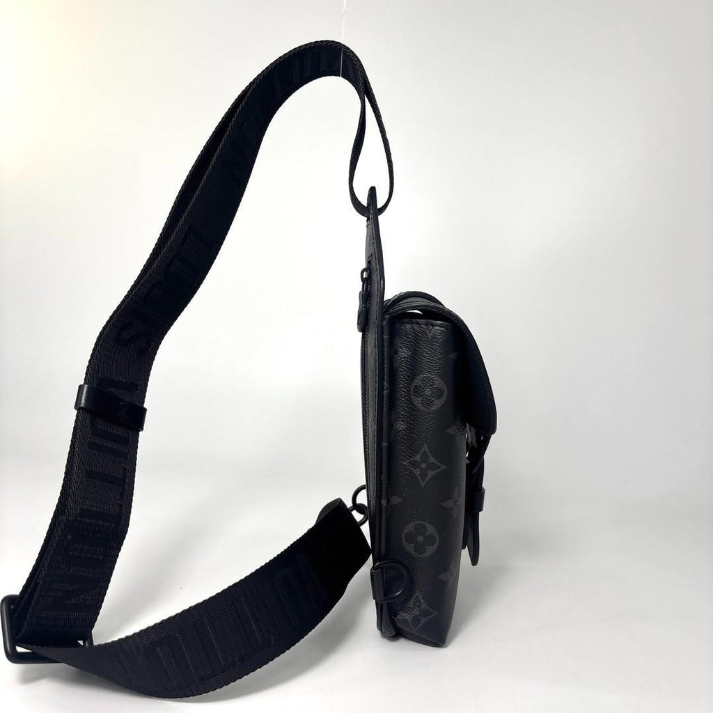 Louis Vuitton Monogram Eclipse Saumur Sling Bag Black — view 4