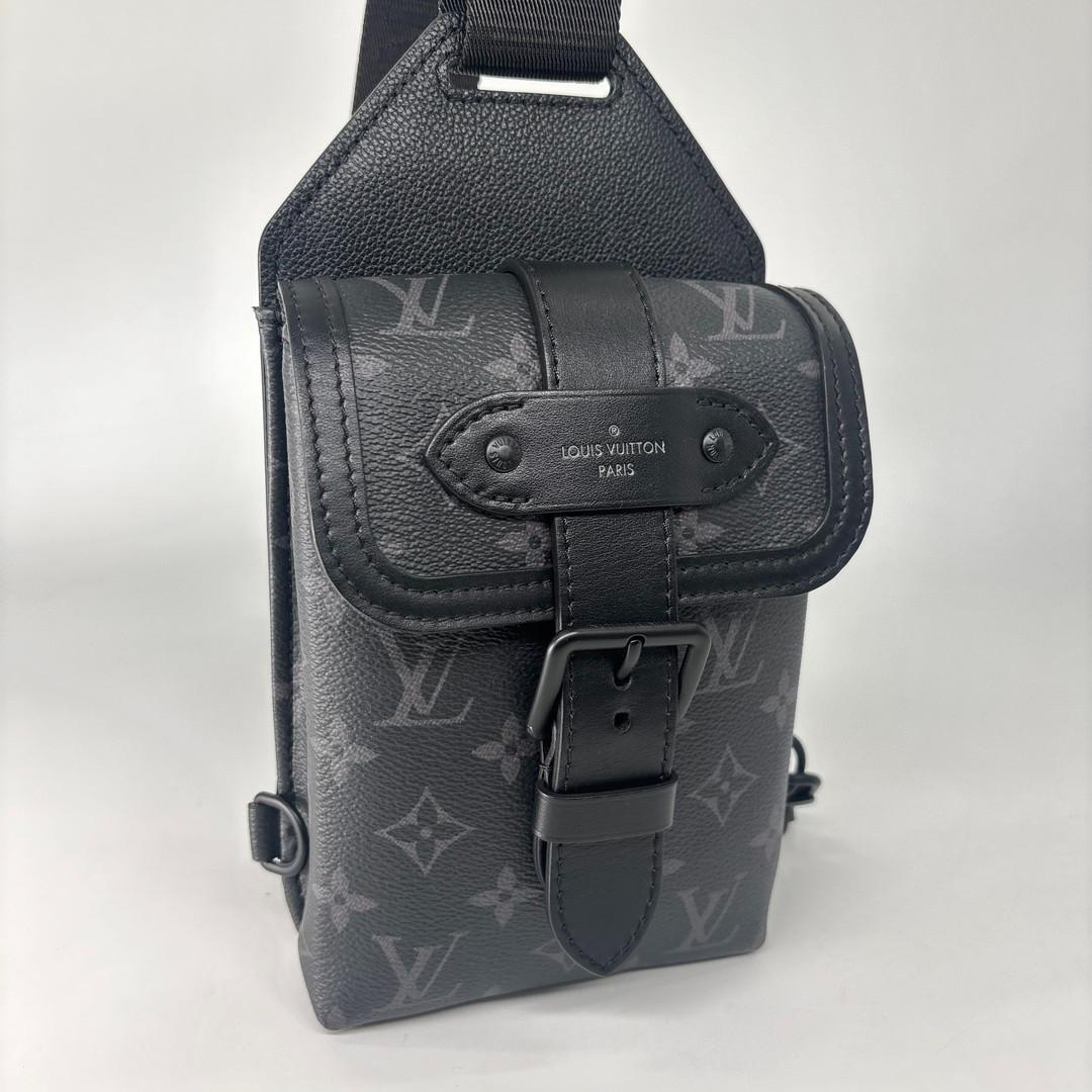 Louis Vuitton Monogram Eclipse Saumur Sling Bag Black — view 6