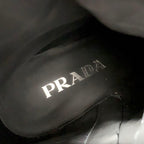 Prada Triangle Logo Nylon Leather Lace Up Short Boots — view 8