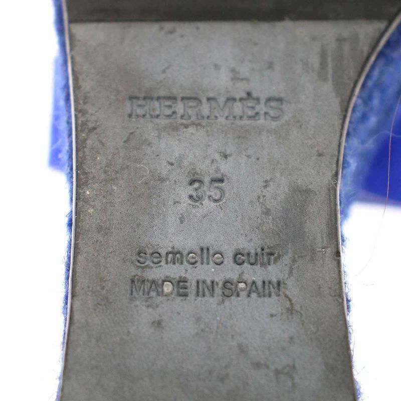 Hermes 24 SS Espadrille Elda Suede Leather Wedge Sole Sandals Blue 35 — view 6